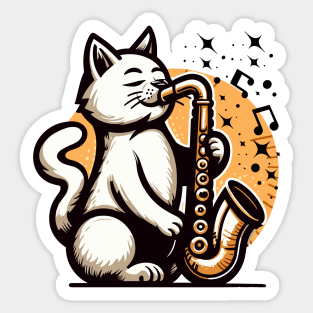 Cat Playing Saxophone Sticker